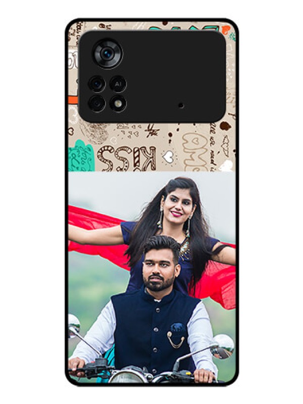 Custom Poco X4 Pro 5G Custom Glass Phone Case - Love Doodle Pattern