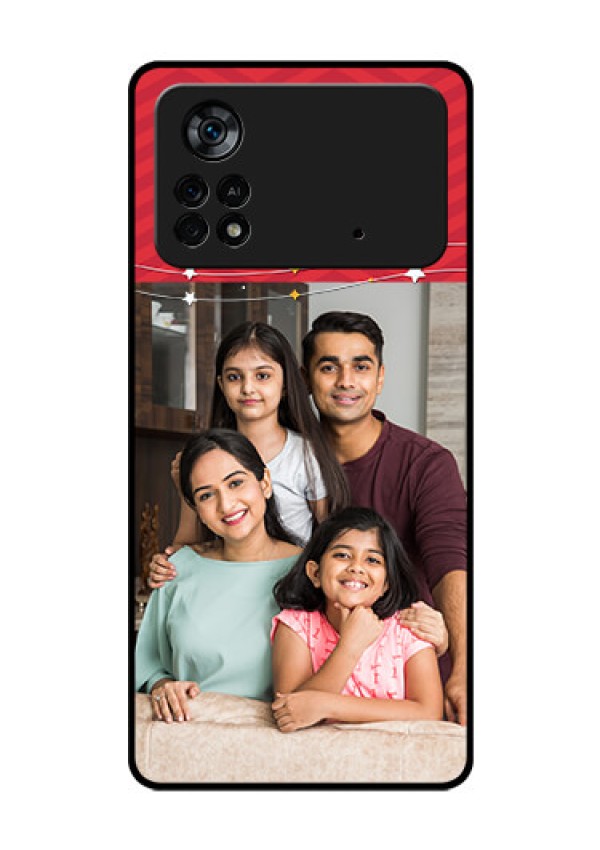 Poco X4 Pro 5G Personalized Glass Phone Case - Happy Family Design