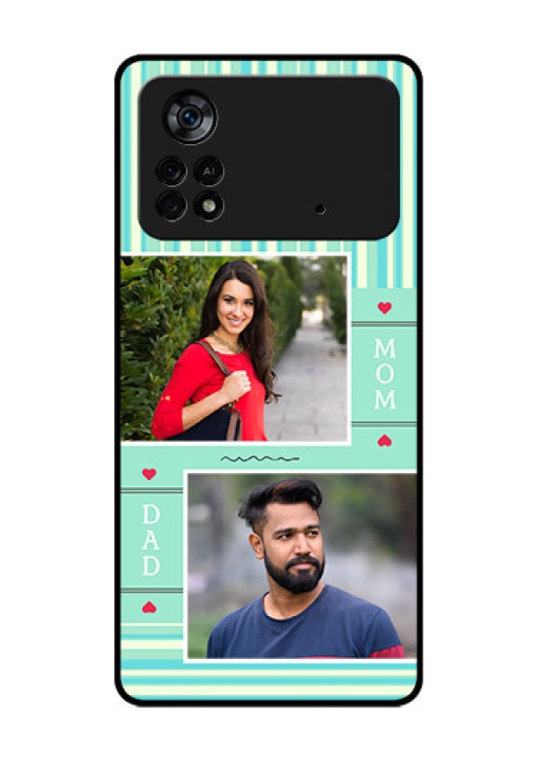 Poco X4 Pro 5G Custom Glass Phone Case - Mom & Dad Pic Design