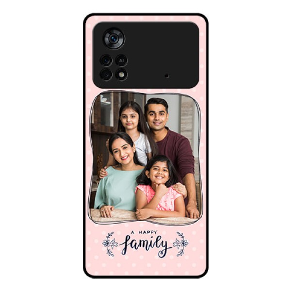 Poco X4 Pro 5G Custom Glass Phone Case - Family with Dots Design