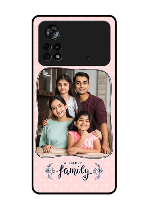 Poco X4 Pro 5G Custom Glass Phone Case - Family with Dots Design