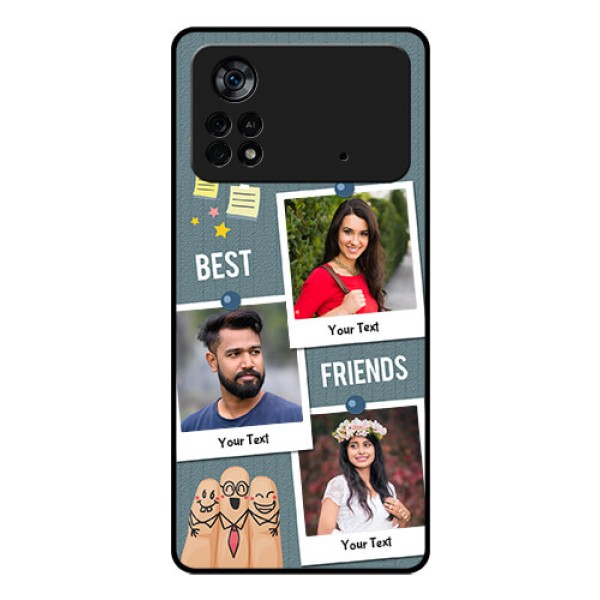Poco X4 Pro 5G Personalized Glass Phone Case - Sticky Frames and Friendship Design Poco X4 Pro 5G Personalized Glass Phone Case - Sticky Frames and Friendship Design