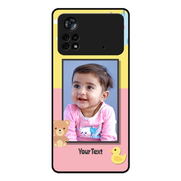 Poco X4 Pro 5G Photo Printing on Glass Case - Kids 2 Color Design