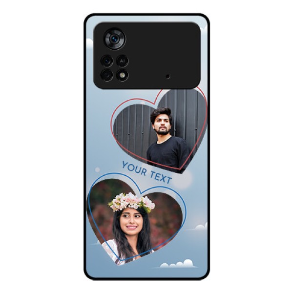 Poco X4 Pro 5G Custom Glass Mobile Case - Blue Color Couple Design