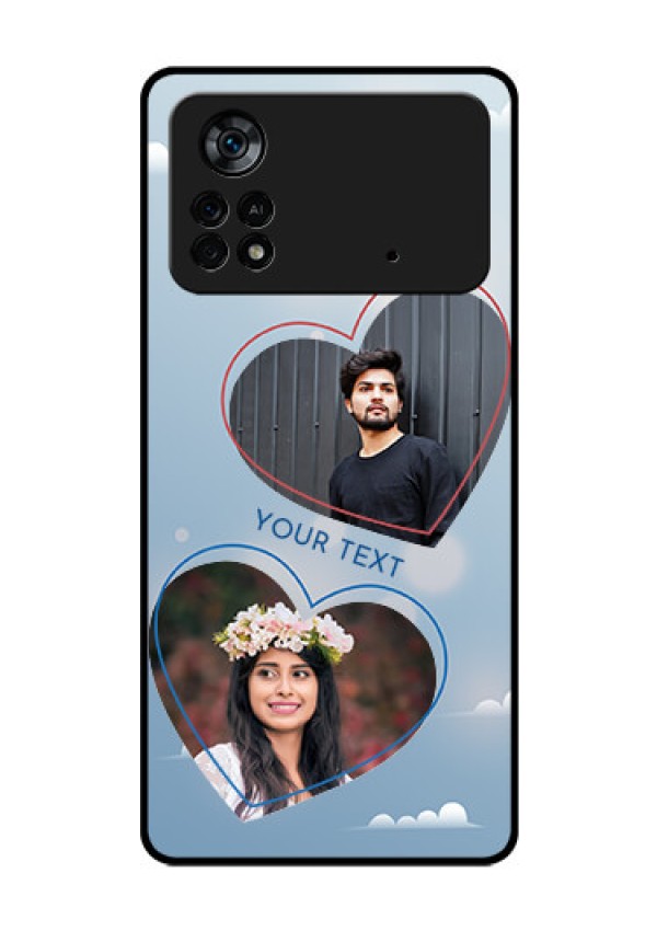 Poco X4 Pro 5G Custom Glass Mobile Case - Blue Color Couple Design