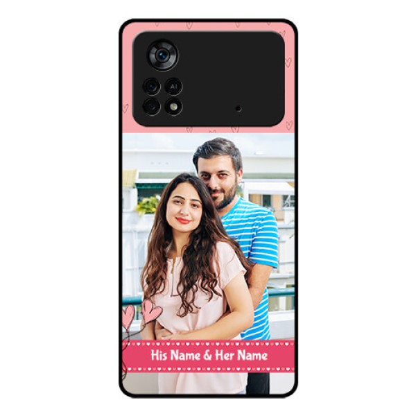Poco X4 Pro 5G Personalized Glass Phone Case - Love Design Peach Color