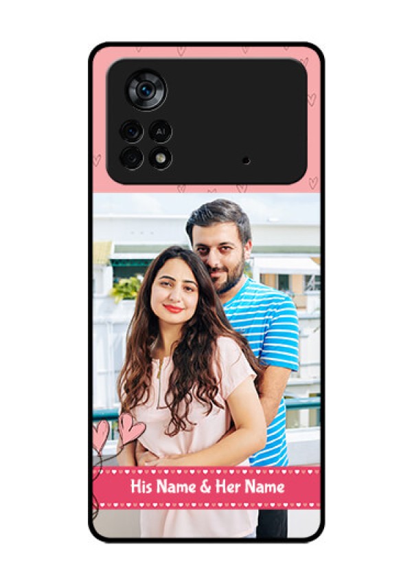 Poco X4 Pro 5G Personalized Glass Phone Case - Love Design Peach Color