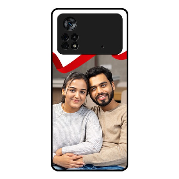 Poco X4 Pro 5G Photo Printing on Glass Case - Red Ribbon Frame Design