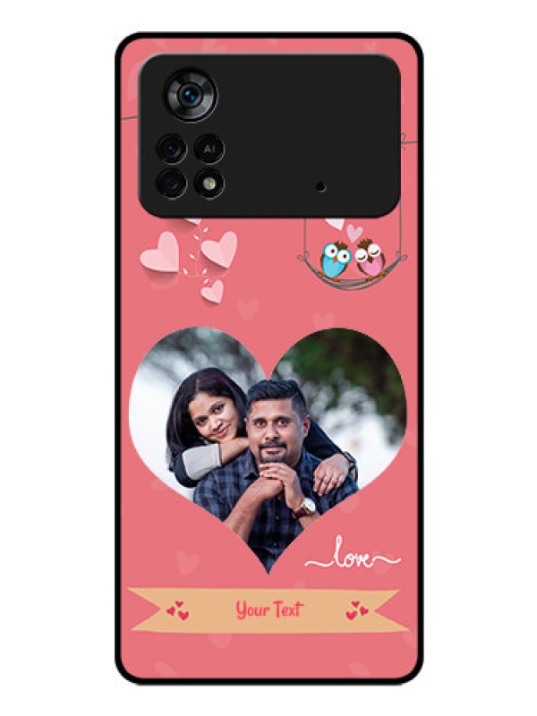 Custom Poco X4 Pro 5G Personalized Glass Phone Case - Peach Color Love Design