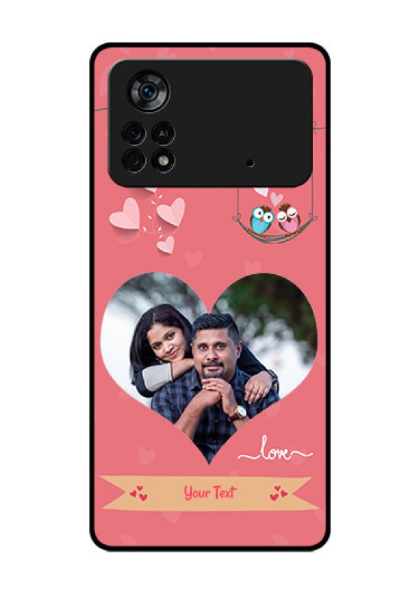 Poco X4 Pro 5G Personalized Glass Phone Case - Peach Color Love Design