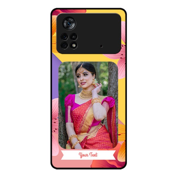 Poco X4 Pro 5G Custom Glass Mobile Case - 3 Image With Vintage Floral Design Poco X4 Pro 5G Custom Glass Mobile Case - 3 Image With Vintage Floral Design