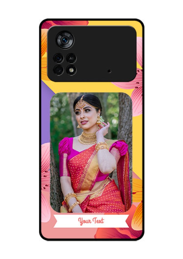 Poco X4 Pro 5G Custom Glass Mobile Case - 3 Image With Vintage Floral Design