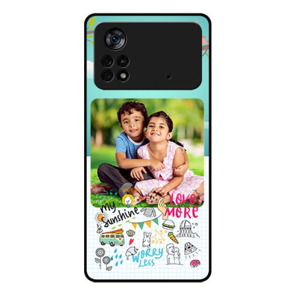 Poco X4 Pro 5G Photo Printing on Glass Case - Doodle love Design