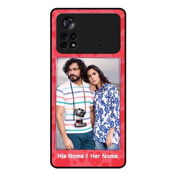 Poco X4 Pro 5G Photo Printing on Glass Case - with Red Heart Symbols Design Poco X4 Pro 5G Photo Printing on Glass Case - with Red Heart Symbols Design