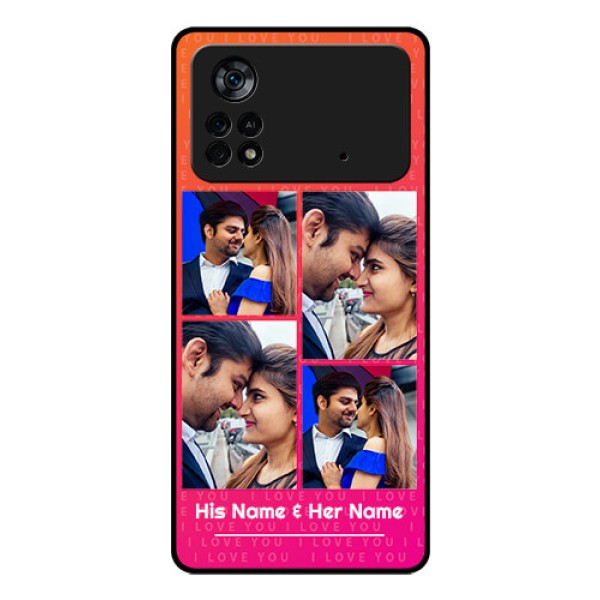 Poco X4 Pro 5G Custom Glass Phone Case - I Love You Pink Design