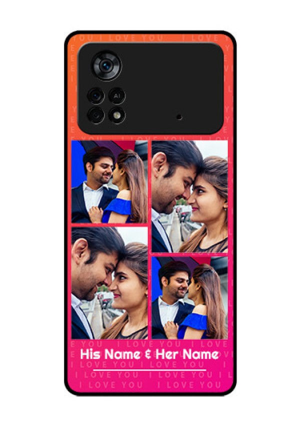 Poco X4 Pro 5G Custom Glass Phone Case - I Love You Pink Design
