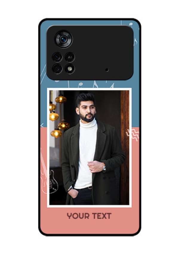 Poco X4 Pro 5G Photo Printing on Glass Case - with Color Musical Note Design