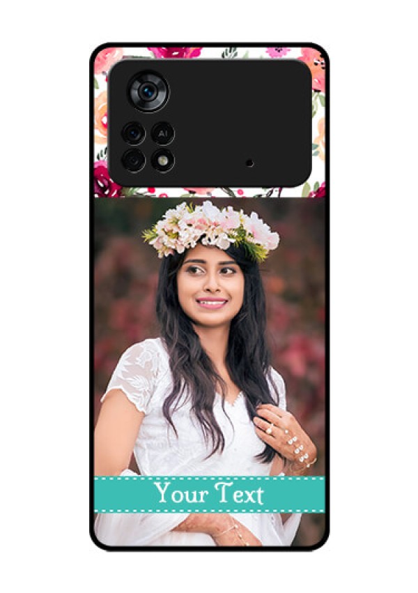 Poco X4 Pro 5G Custom Glass Phone Case - Watercolor Floral Design