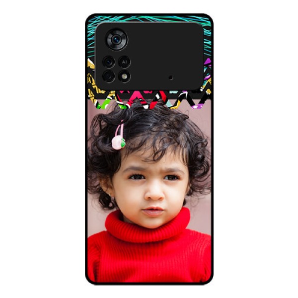 Poco X4 Pro 5G Personalized Glass Phone Case - Neon Abstract Design