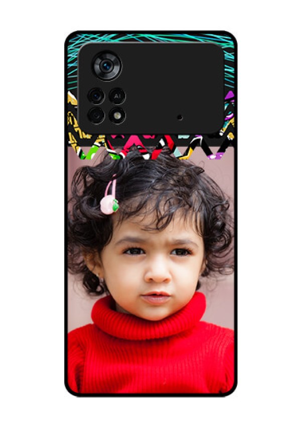 Poco X4 Pro 5G Personalized Glass Phone Case - Neon Abstract Design