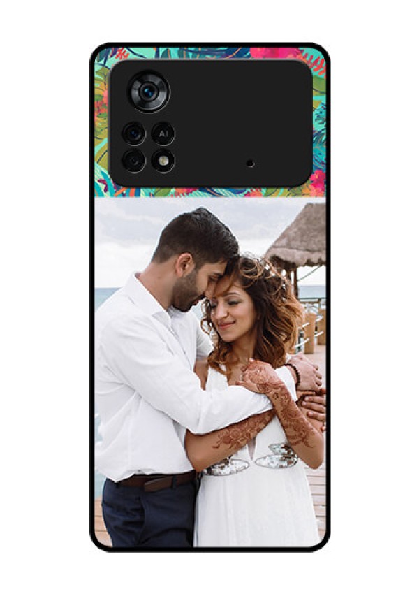 Poco X4 Pro 5G Photo Printing on Glass Case - Watercolor Floral Design