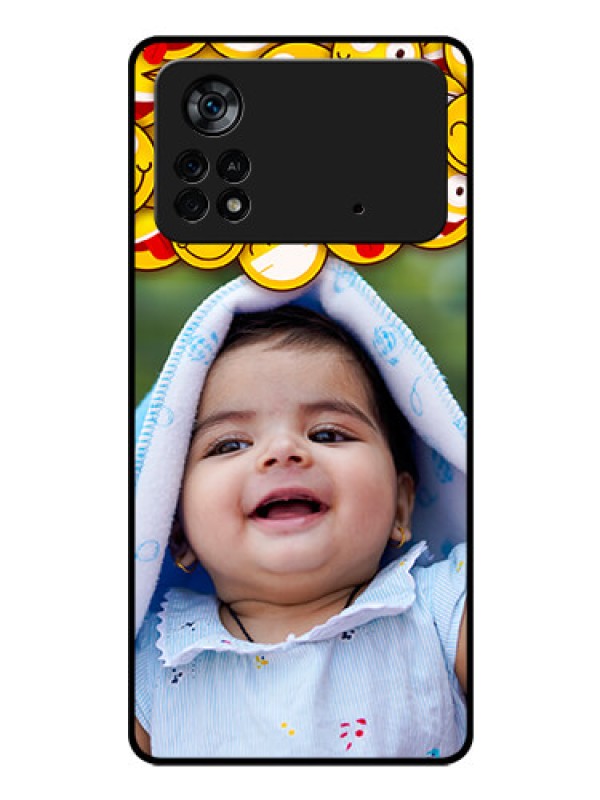 Custom Poco X4 Pro 5G Custom Glass Mobile Case - with Smiley Emoji Design