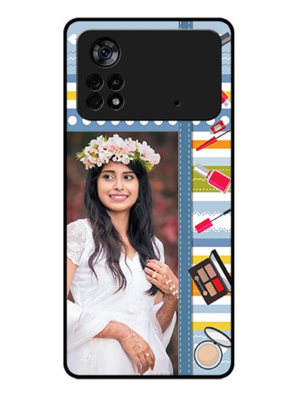 Custom Poco X4 Pro 5G Personalized Glass Phone Case - Makeup Icons Design