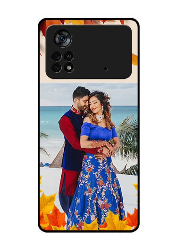 Poco X4 Pro 5G Photo Printing on Glass Case - Autumn Maple Leaves Design