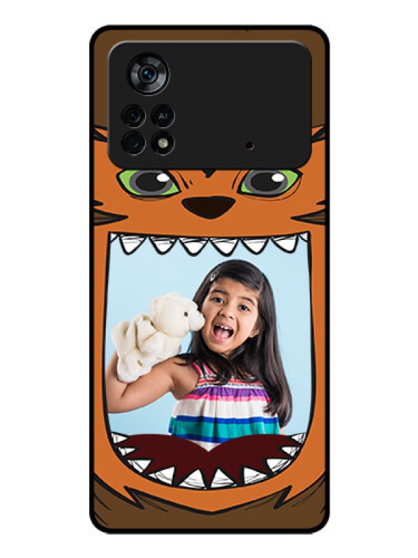Custom Poco X4 Pro 5G Photo Printing on Glass Case - Owl Monster Back Case Design