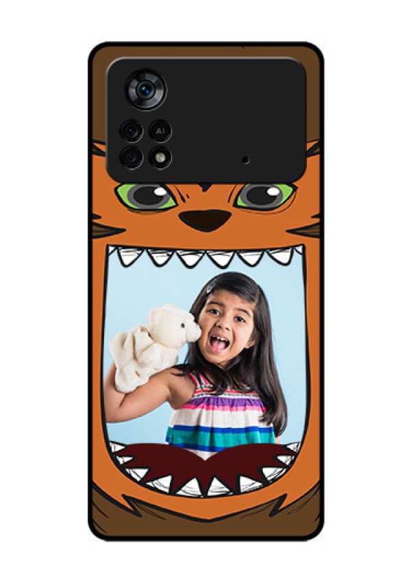Poco X4 Pro 5G Photo Printing on Glass Case - Owl Monster Back Case Design