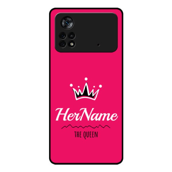 Poco X4 Pro 5G Glass Phone Case Queen with Name Poco X4 Pro 5G Glass Phone Case Queen with Name