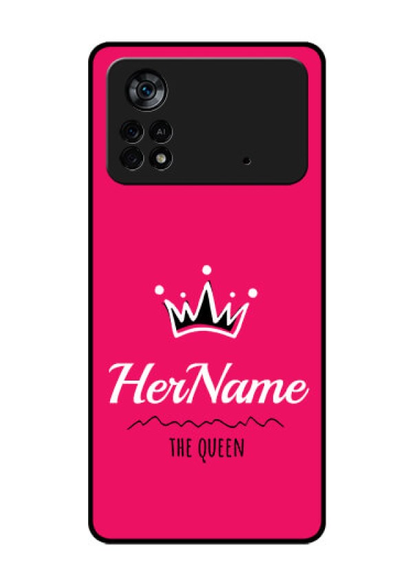 Poco X4 Pro 5G Glass Phone Case Queen with Name
