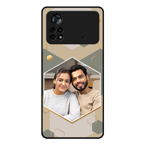 Poco X4 Pro 5G Photo Printing on Glass Case - Stylish Hexagon Pattern Design Poco X4 Pro 5G Photo Printing on Glass Case - Stylish Hexagon Pattern Design