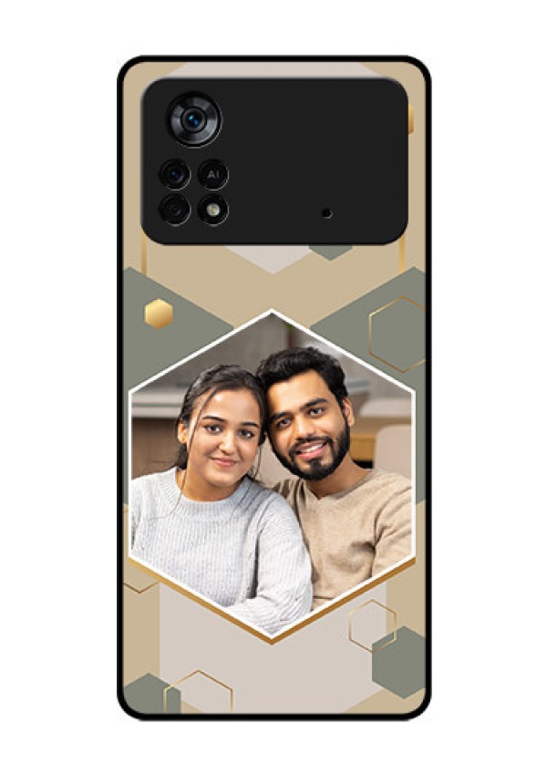 Poco X4 Pro 5G Photo Printing on Glass Case - Stylish Hexagon Pattern Design