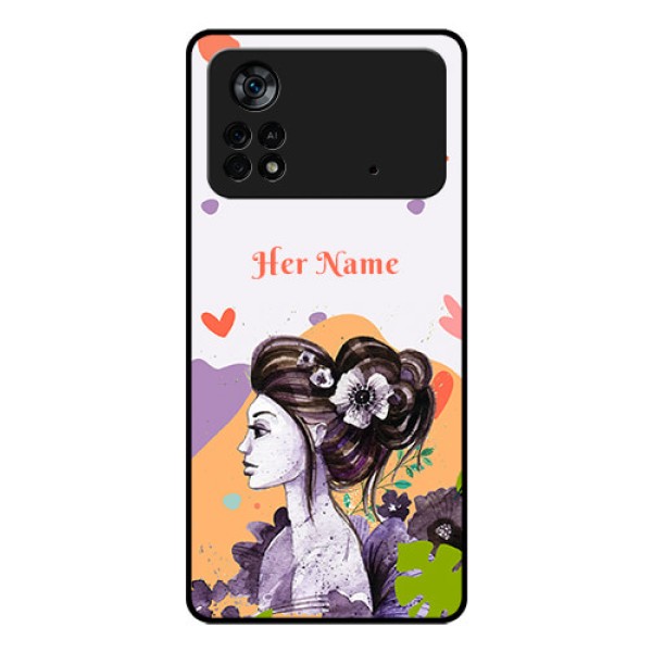 Poco X4 Pro 5G Personalized Glass Phone Case - Woman And Nature Design