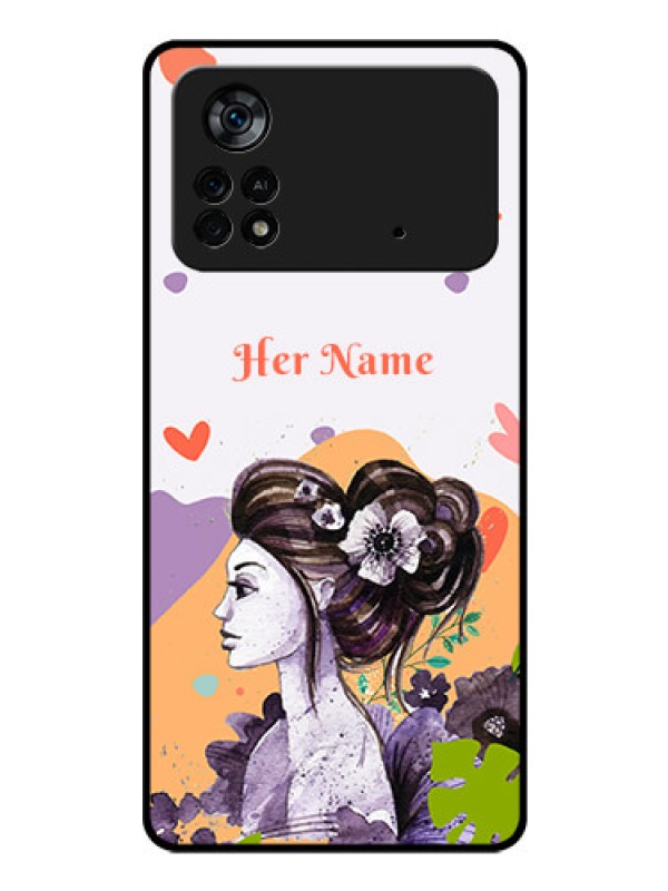 Custom Poco X4 Pro 5G Personalized Glass Phone Case - Woman And Nature Design
