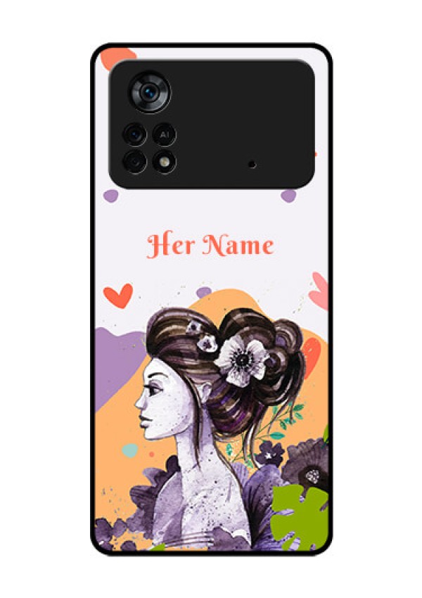 Poco X4 Pro 5G Personalized Glass Phone Case - Woman And Nature Design