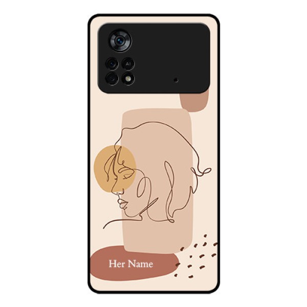 Poco X4 Pro 5G Photo Printing on Glass Case - Calm Woman line art Design Poco X4 Pro 5G Photo Printing on Glass Case - Calm Woman line art Design