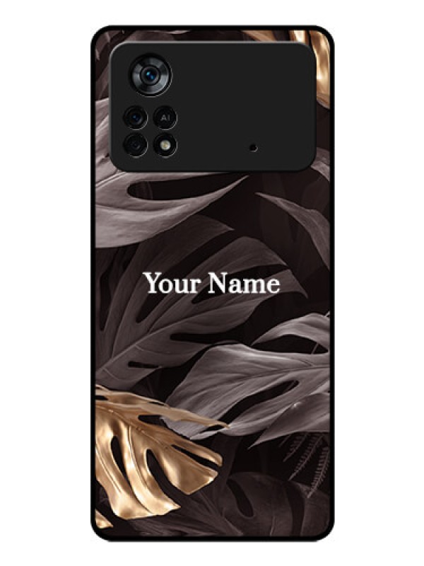 Custom Poco X4 Pro 5G Personalised Glass Phone Case - Wild Leaves digital paint Design