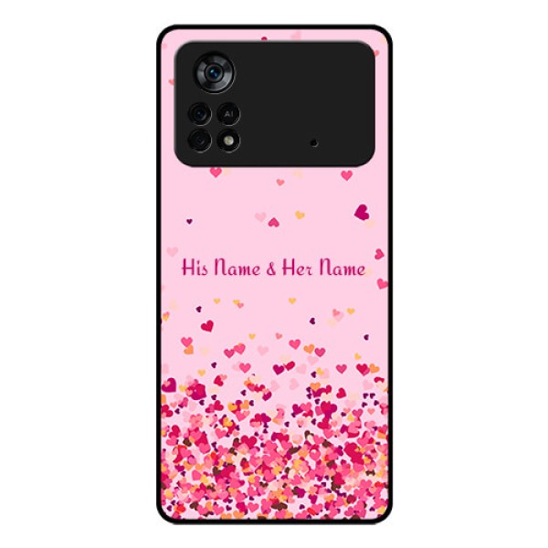 Poco X4 Pro 5G Photo Printing on Glass Case - Floating Hearts Design