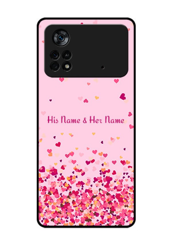 Poco X4 Pro 5G Photo Printing on Glass Case - Floating Hearts Design