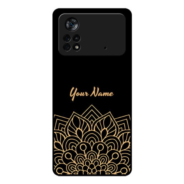 Poco X4 Pro 5G Custom Glass Phone Case - Golden mandala Design