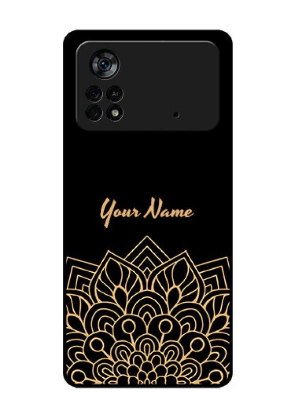 Poco X4 Pro 5G Custom Glass Phone Case - Golden mandala Design