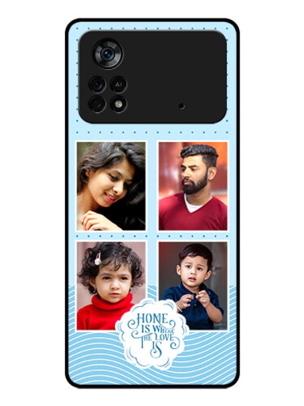 Custom Poco X4 Pro 5G Custom Glass Phone Case - Cute love quote with 4 pic upload Design