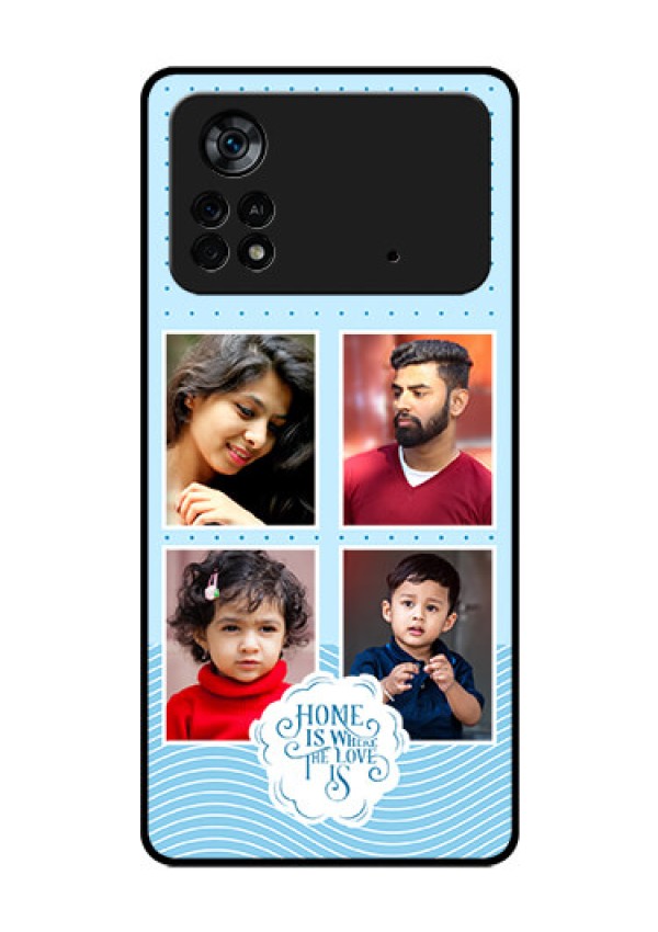 Poco X4 Pro 5G Custom Glass Phone Case - Cute love quote with 4 pic upload Design