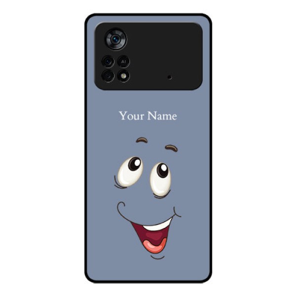 Poco X4 Pro 5G Photo Printing on Glass Case - Laughing Cartoon Face Design