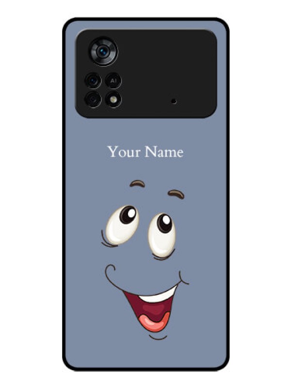 Custom Poco X4 Pro 5G Photo Printing on Glass Case - Laughing Cartoon Face Design
