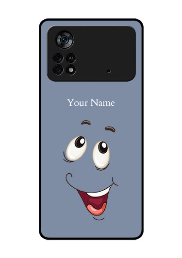 Poco X4 Pro 5G Photo Printing on Glass Case - Laughing Cartoon Face Design