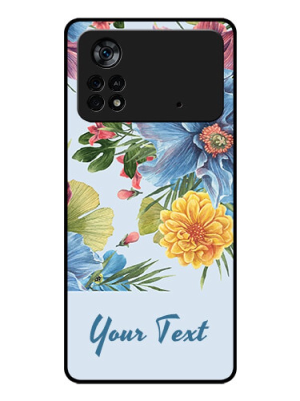 Custom Poco X4 Pro 5G Custom Glass Mobile Case - Stunning Watercolored Flowers Painting Design