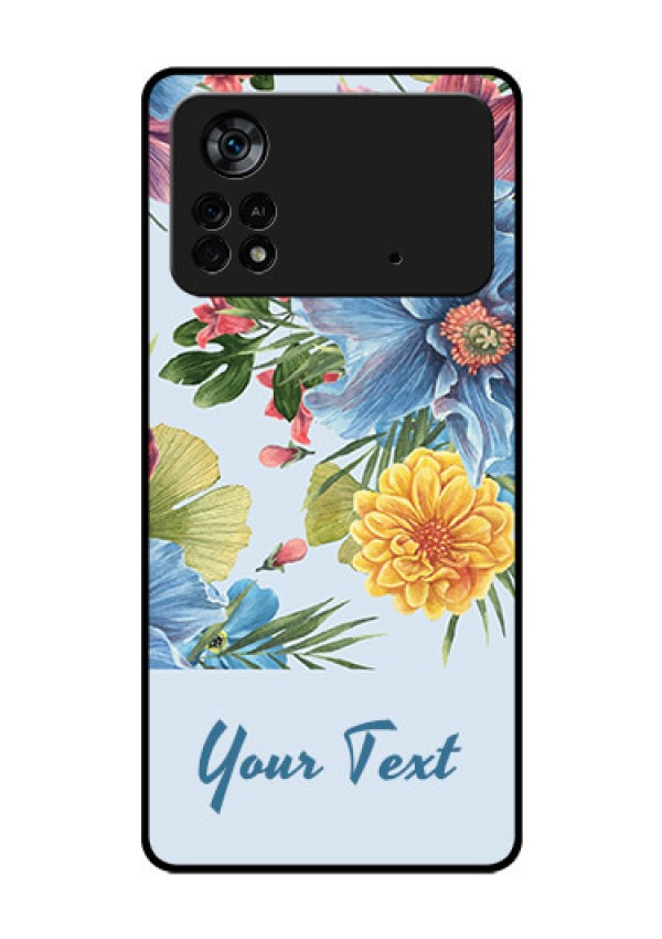 Poco X4 Pro 5G Custom Glass Mobile Case - Stunning Watercolored Flowers Painting Design
